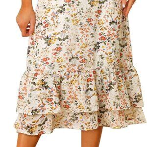 Women's Printed Skirt 2025 Weekend Trendy Summer Chiffon Ruffle Tiered Flowy Mid